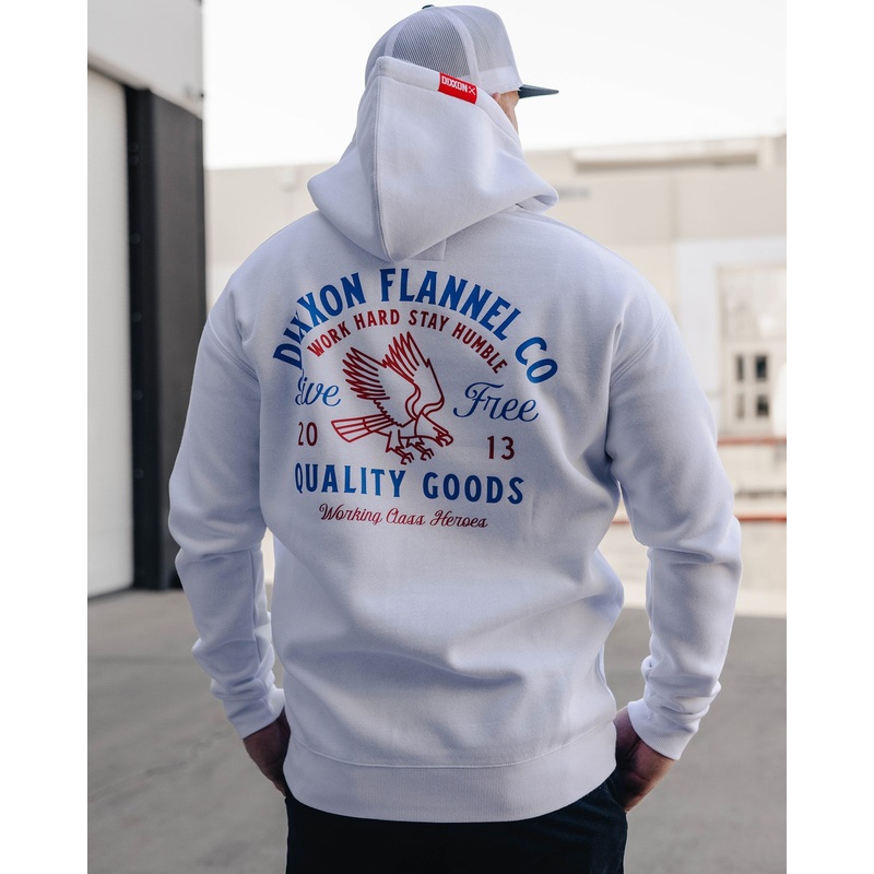 Red & Blue Quality Goods  Pullover Hoodie – White