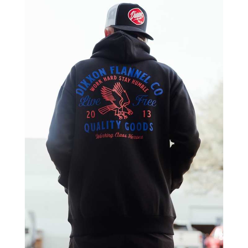 Red & Blue Quality Goods Zip Up Hoodie – Black