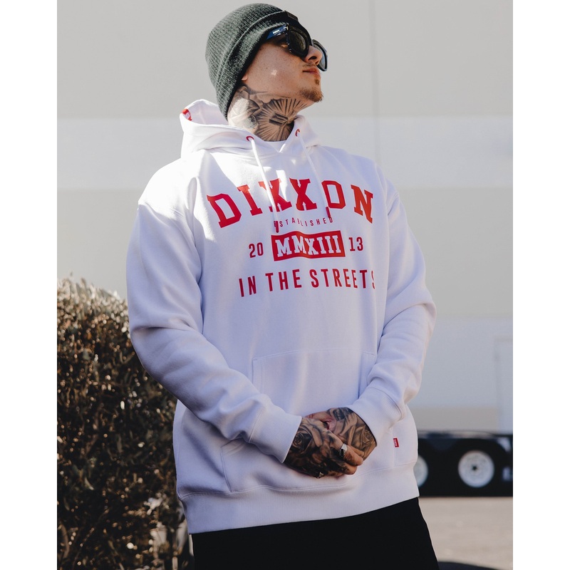 Red In The Streets Pullover Hoodie – White