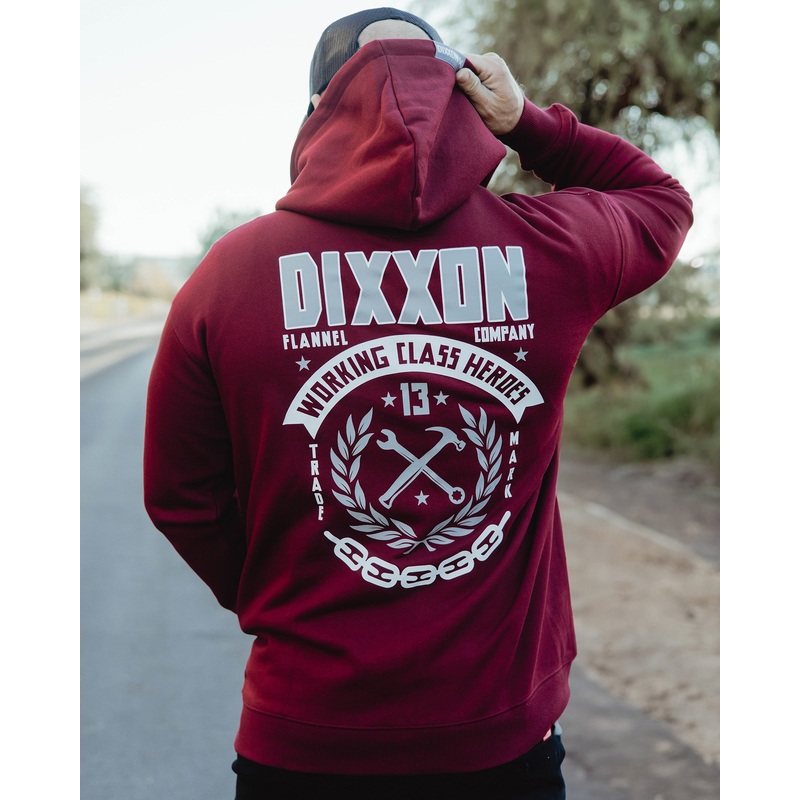 White & Gray Weld Zip Up Hoodie – Maroon