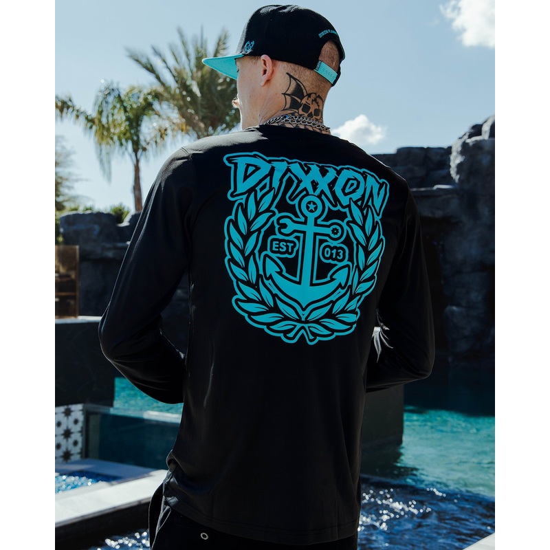 Aqua Salty Crest UV Long Sleeve T-Shirt – Black