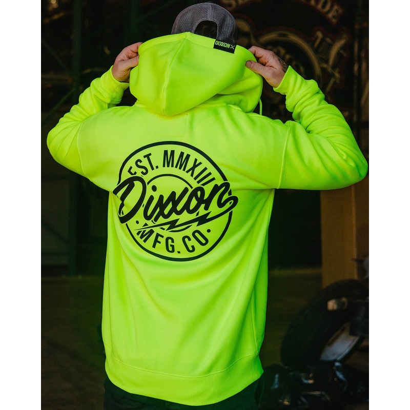 Black MFG Badge Zip Up Hoodie – Safety Yellow