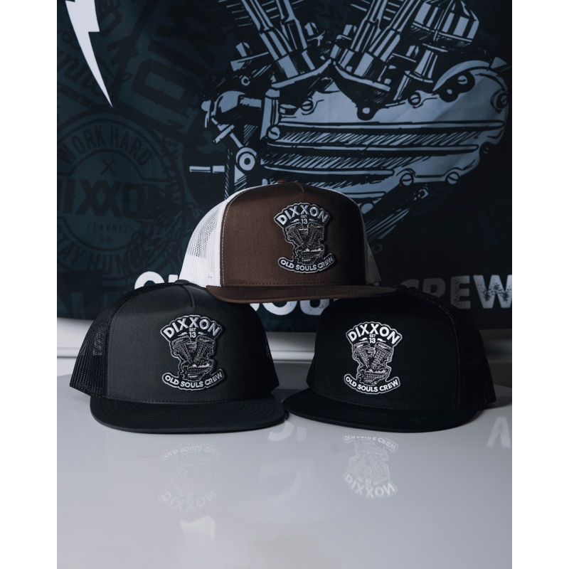 Old Souls Crew Flat Bill Trucker Snapback – Black & White
