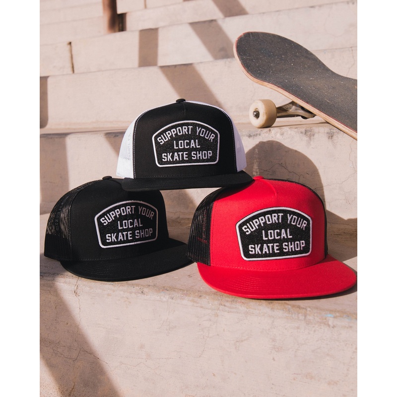 Support Your Local Skate Shop Flat Bill Trucker Snapback