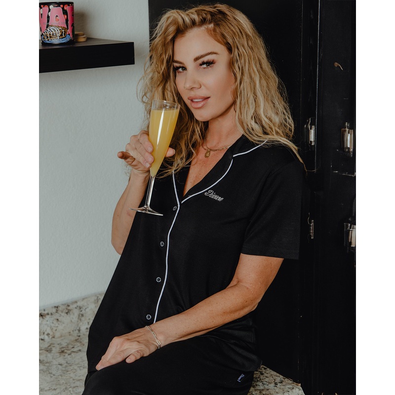 Women’s Button Up Pajama Top – Black