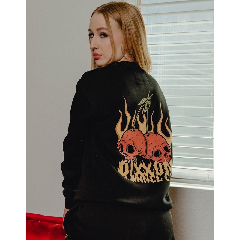 Women’s Cherry Bomb Crewneck Sweatshirt – Black
