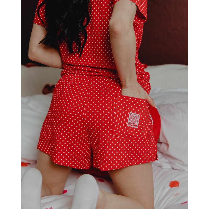 Women’s Milton Pajama Shorts – Red & White