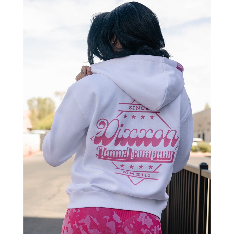 Women’s Pink Stardust Zip Up Hoodie – White