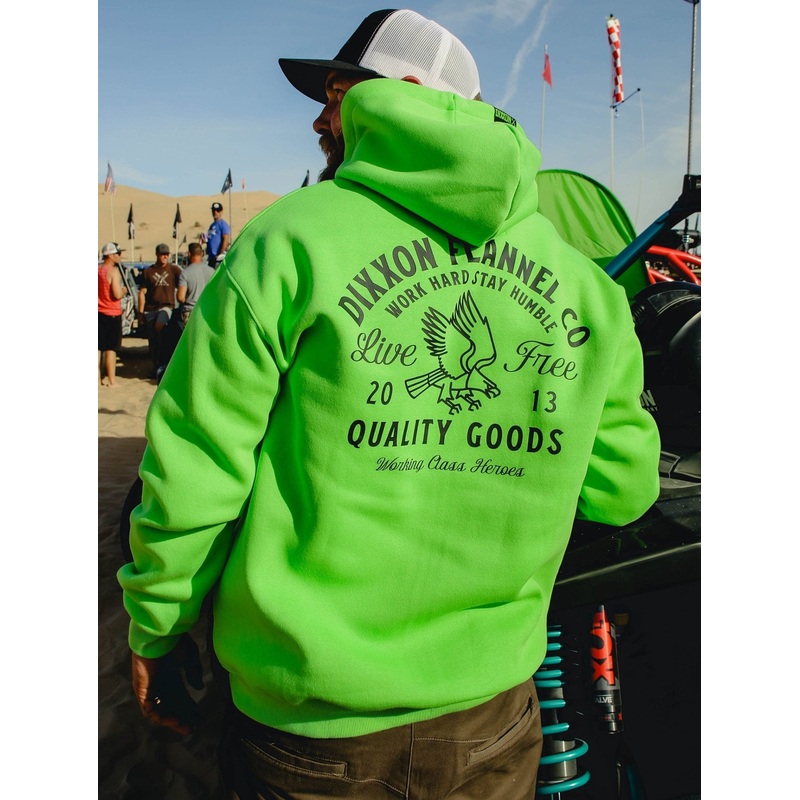 Black Quality Goods Zip Up Hoodie – Safety Green