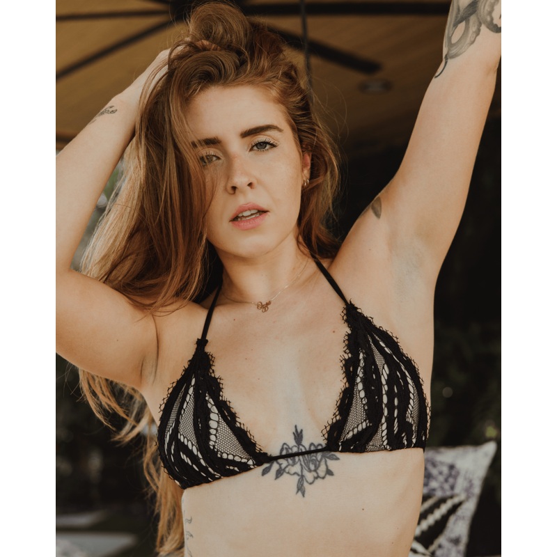Women’s Lace String Bikini Top – Black