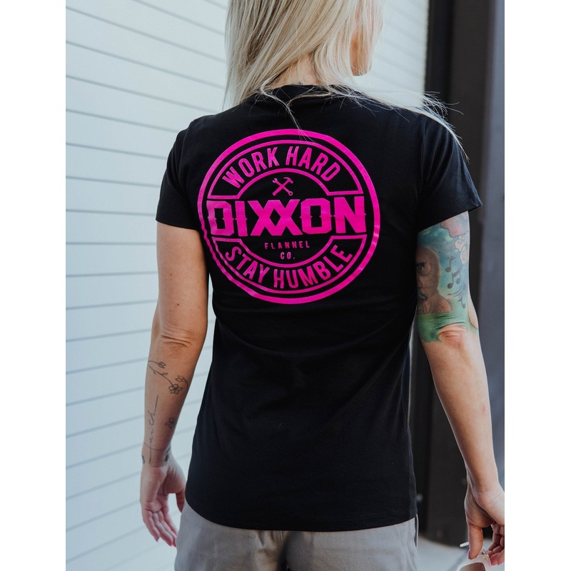 Women’s Pink Corpo Fitted Tee – Black