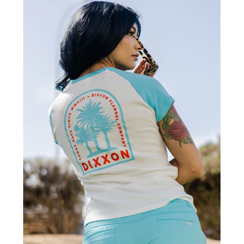 Women’s Sunny Days Raglan Tee – White & Tiffany