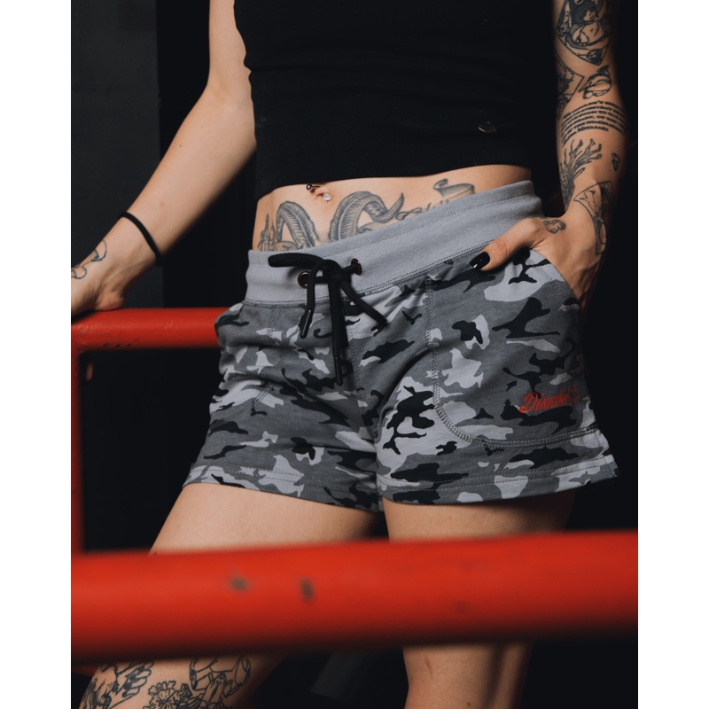 Women’s Terry Shorts – Black Camo