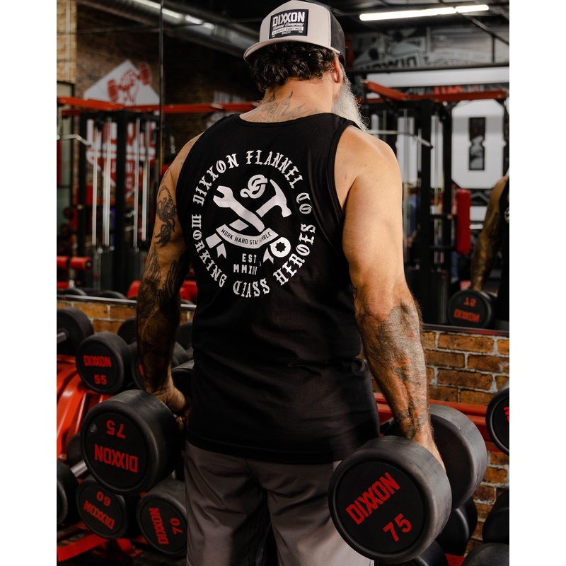White Working Class Badge Tank – Black