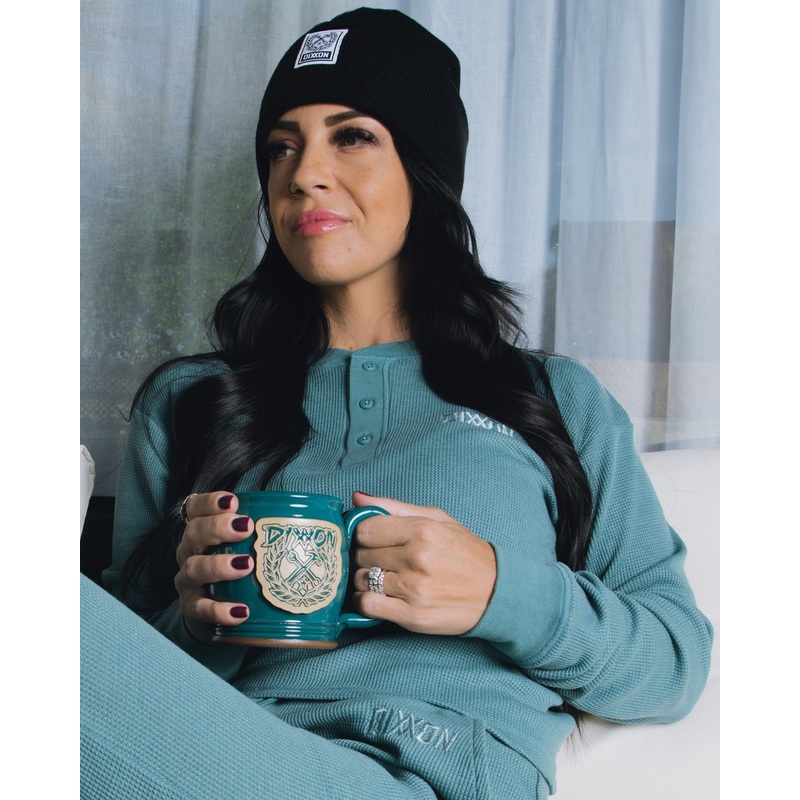 Women’s Waffle Knit Long Sleeve Crop Tee – Lagoon