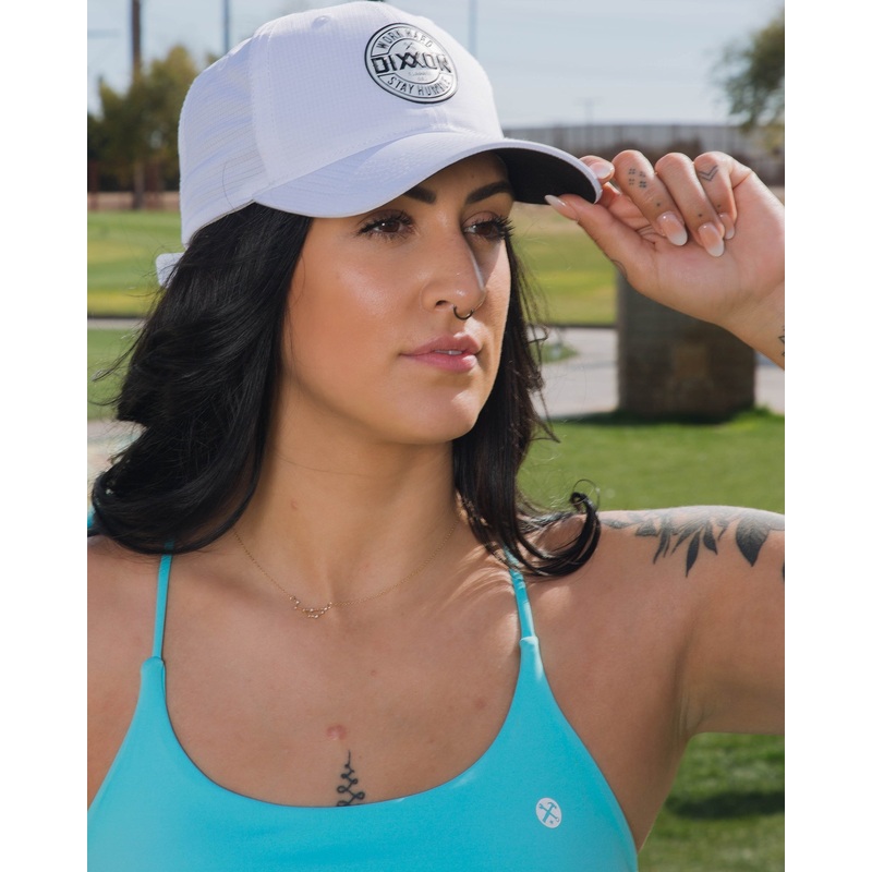 6-Panel Corpo Curved Bill Athletic Hat – White