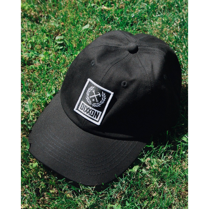 6-Panel Curved Bill Box Crest Hat – White & Black