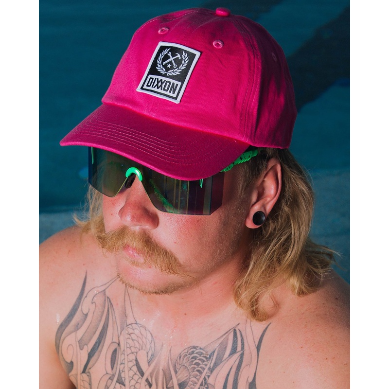 6-Panel Curved Bill Box Crest Hat – White & Pink