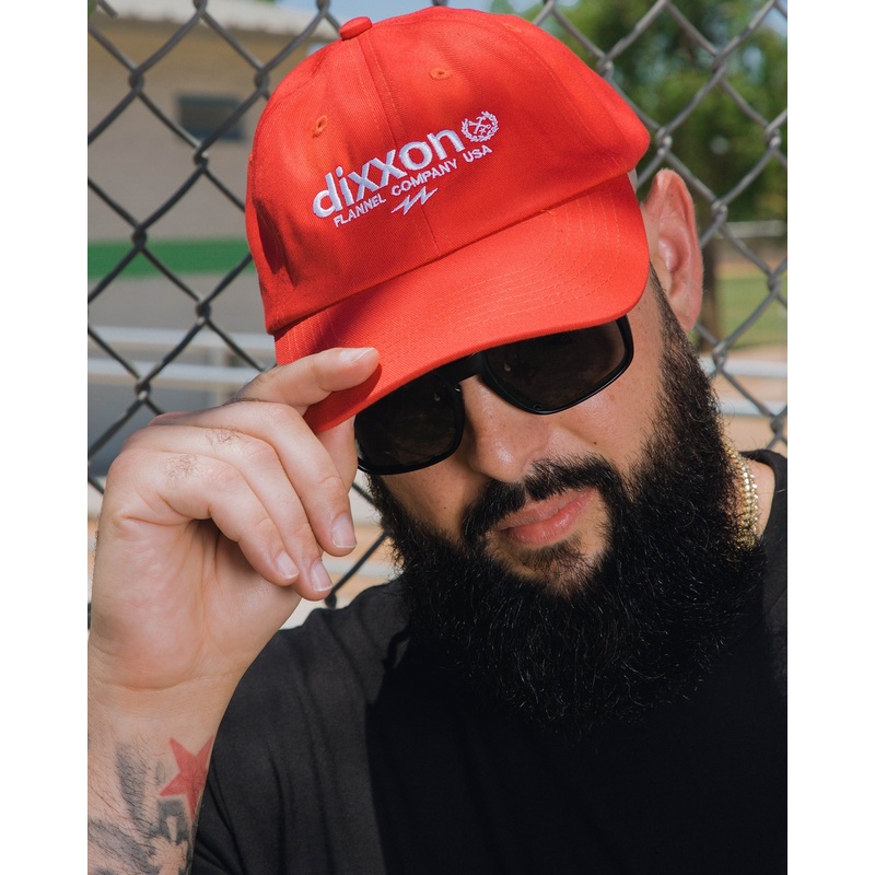 6-Panel Curved Bill Goods Hat – White & Red