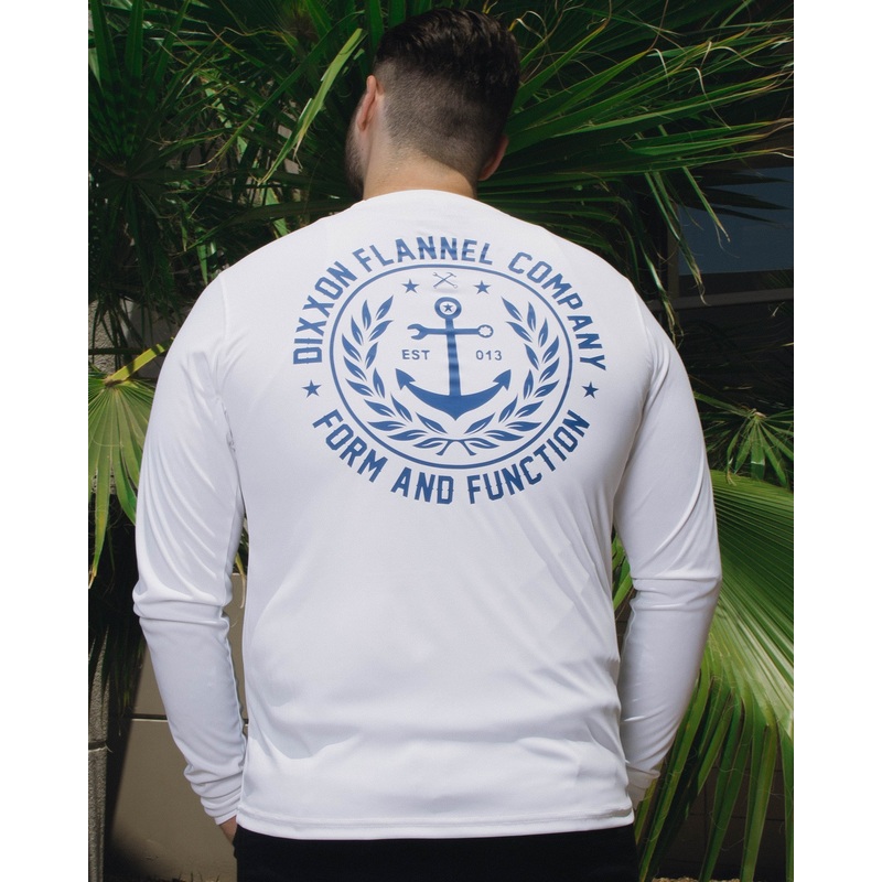 Salty Crest UV Long Sleeve T-Shirt – White & Blue
