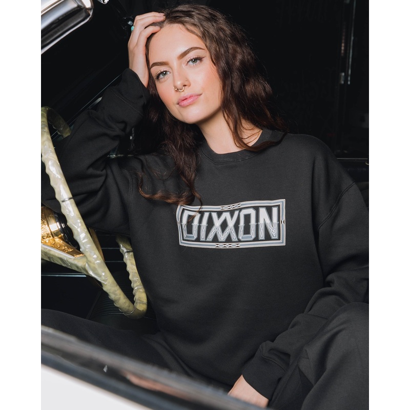 Women’s Pinstripe Crewneck Sweatshirt – Black & Gray
