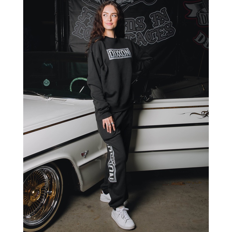 Women’s Pinstripe Sweatpants – Black & Gray