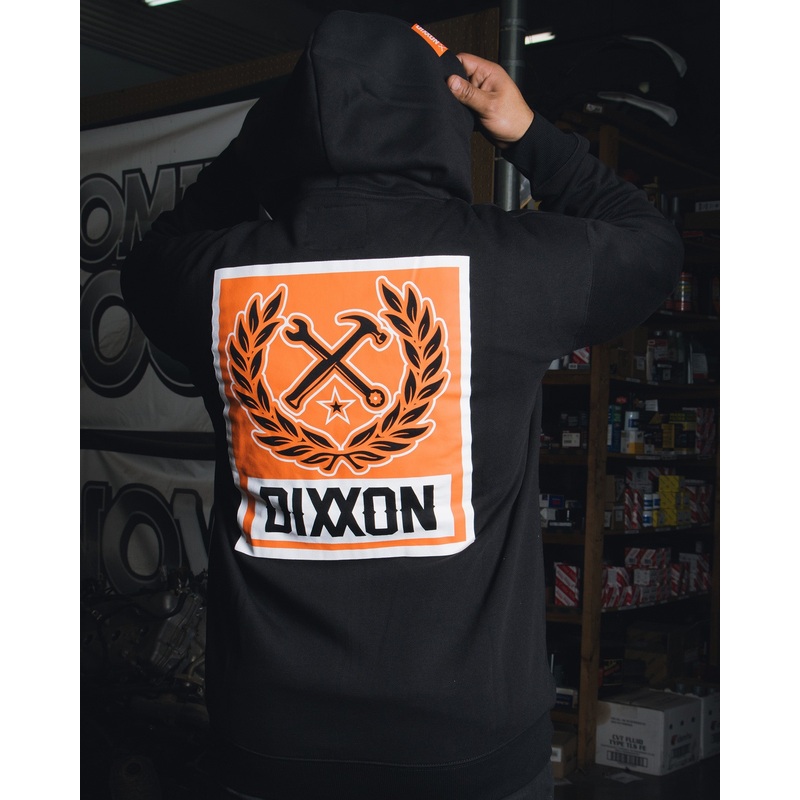 Orange Box Crest Zip Up Hoodie – Black
