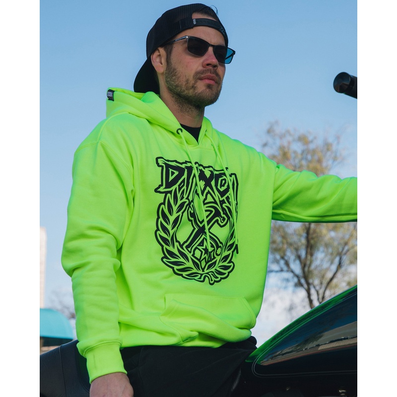 Black Party Crest Hi-Vis Pullover Hoodie – Yellow