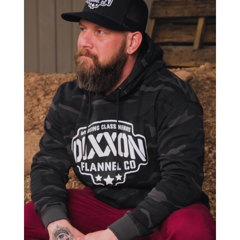 Black & White Stencil Pullover Hoodie – Black Camo