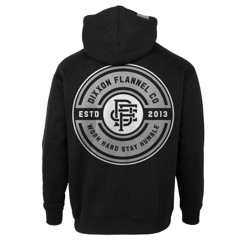 Gray & White Work Hard Badge Zip Up Hoodie – Black