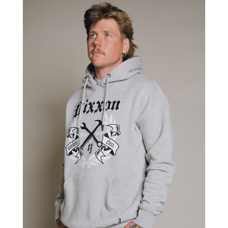 White Award Crest Pullover Hoodie – Heathered Gray