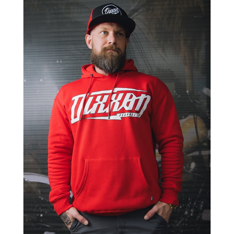 White Bolt Pullover Hoodie – Red