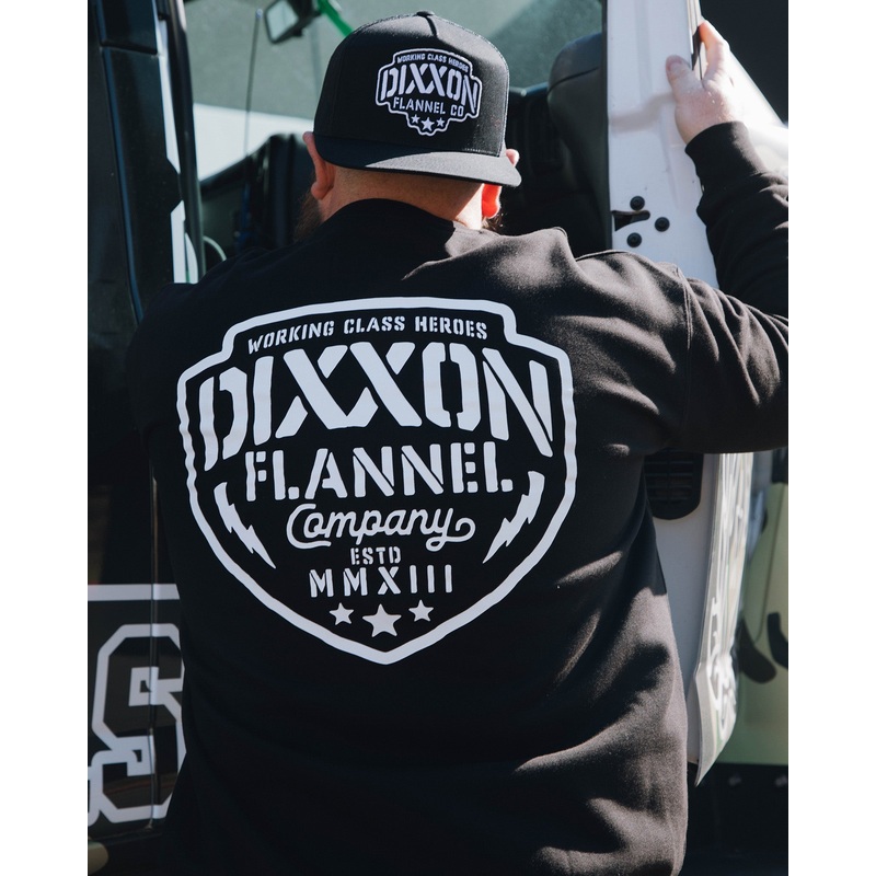 White Worn Badge Crewneck Sweatshirt – Black