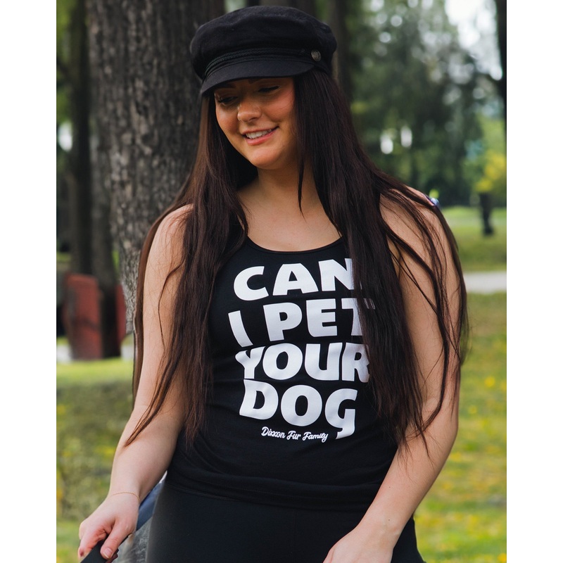 Women’s Can I Pet Your Dog Fitted Tank – Black