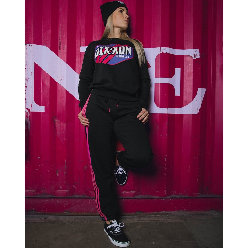 Women’s Pink Stripes Sweatpants – Black