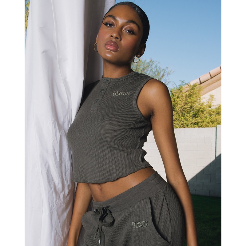 Women’s Waffle Knit Crop Tank – O.D. Green