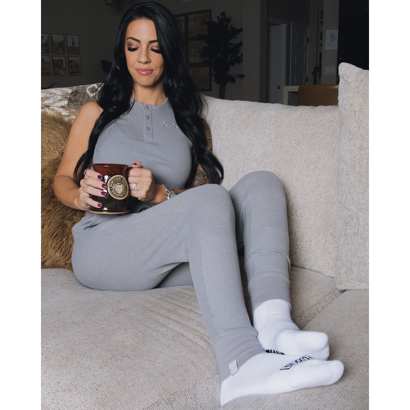 Women’s Waffle Knit Joggers – Light Gray