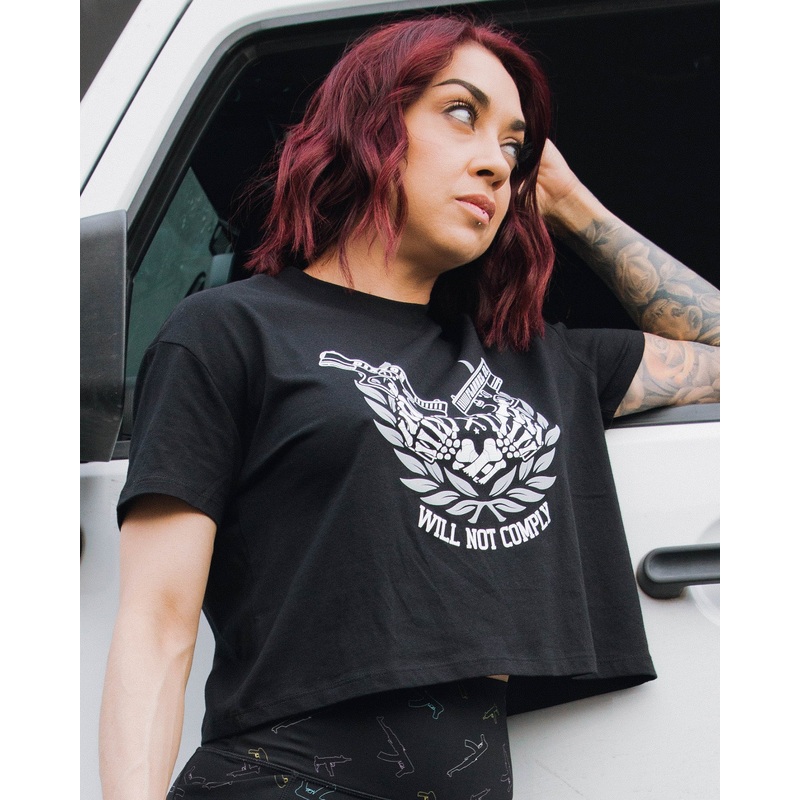Women’s Will Not Comply Crop Top – Black