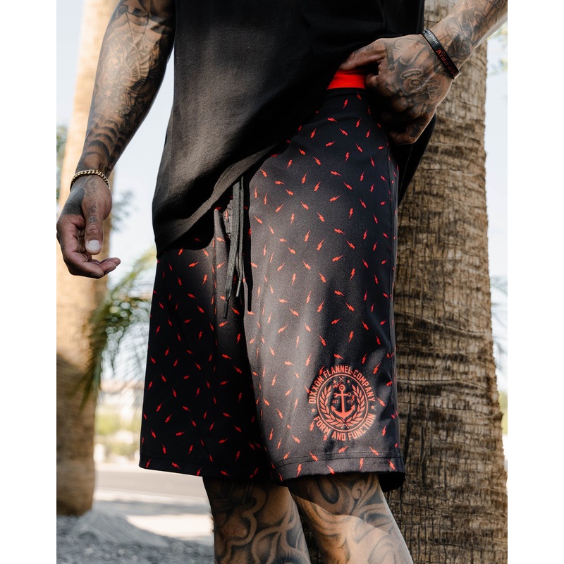 Black & Red Bolt Boardshorts