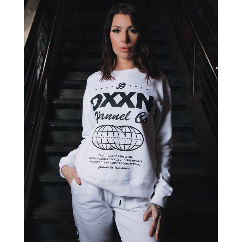 Women’s Black Tech Crewneck Sweatshirt – White