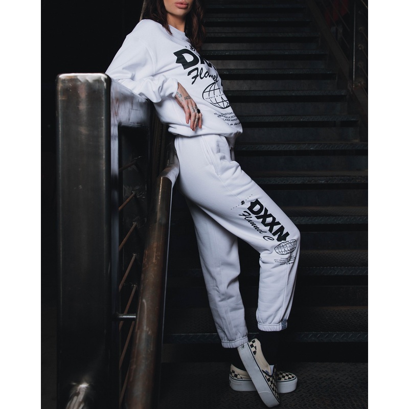 Women’s Black Tech Sweatpants – White