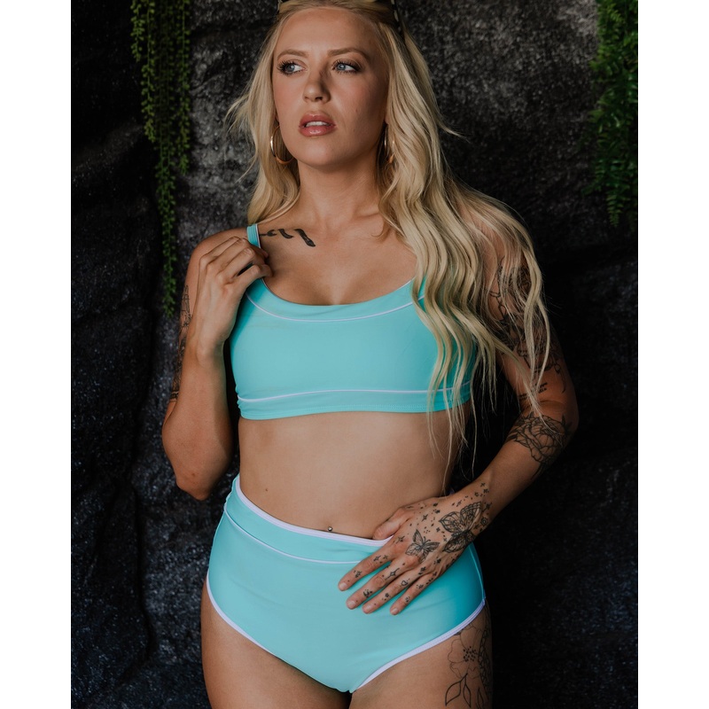 Women’s Coastline High Waisted Bikini Bottom – Tiffany & White