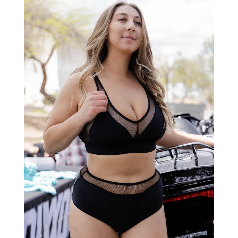 Women’s Luxe Black Mesh Bikini Top