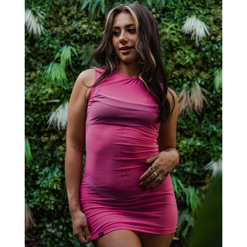 Women’s Mesh Cover Up Dress – Hot Pink