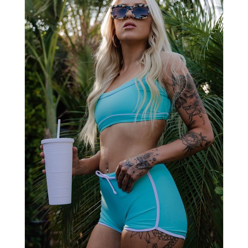 Women’s Tiffany & White Coastline Gym-to-Swim Shorts