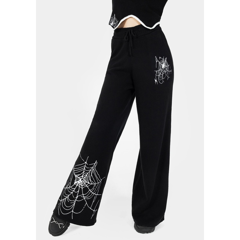 Araneae Embroidered Wide Leg Knit Joggers