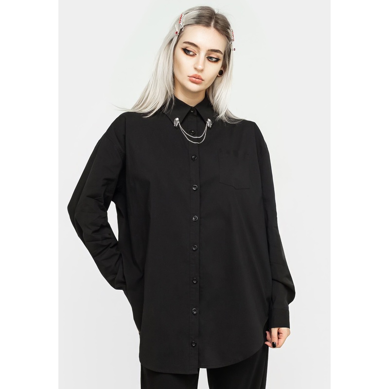 Chiromancy Collar Loose Fit Shirt – Black