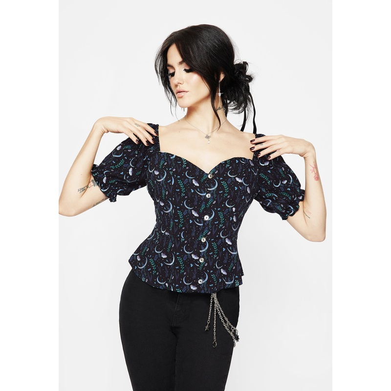 Diana Moon Moth Button Up Top