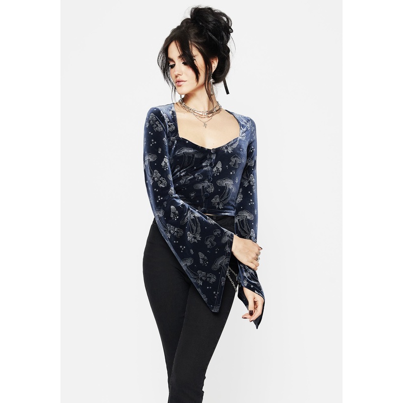 Faefire Foil Print Velour Top