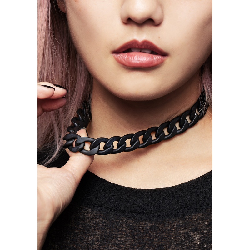 Jet Chunky Rope Chain Choker Necklace